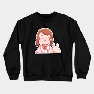 CUTE GIRL WITH LITTLE BUNNY Crewneck Sweatshirt